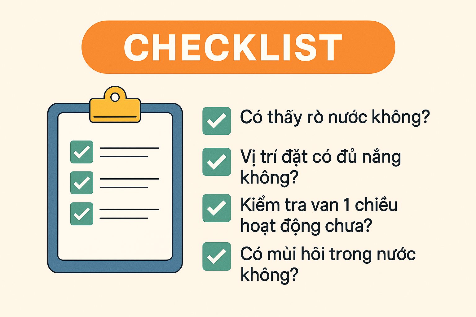 Checklist kiểm tra lỗi máy nước nóng năng lượng mặt trời tại nhà