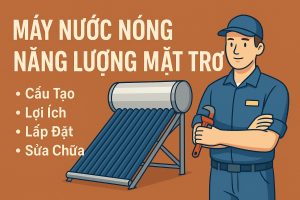 Tìm hiểu cấu tạo, nguyên lý hoạt động, lợi ích và hướng dẫn chọn máy nước nóng năng lượng mặt trời đúng nhu cầu. So sánh các dòng máy & thương hiệu.